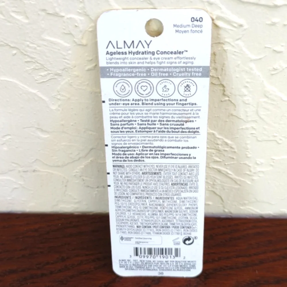 🌻 NEW Almay Ageless Hydrating Hypoallergenic Concealer Medium Deep 040